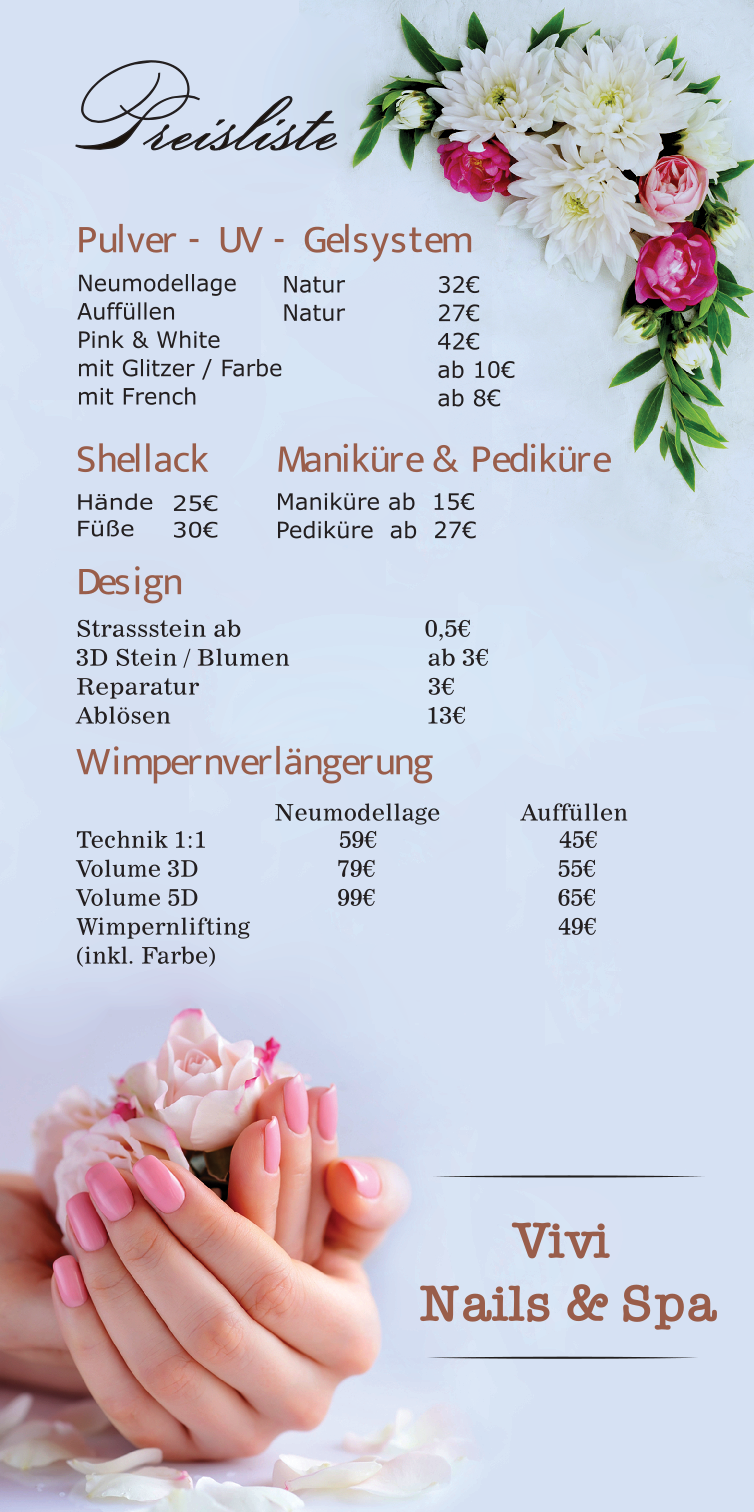 Preisliste von Vivi Nails & Spa